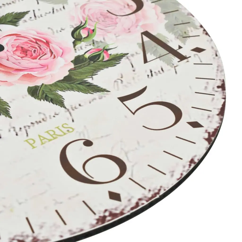 Vintage Wall Clock Flower 30 cm 50625