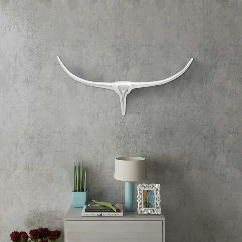 Wall Mounted Aluminium Bullâ€™s Head Decoration Silver 72 cm 242336