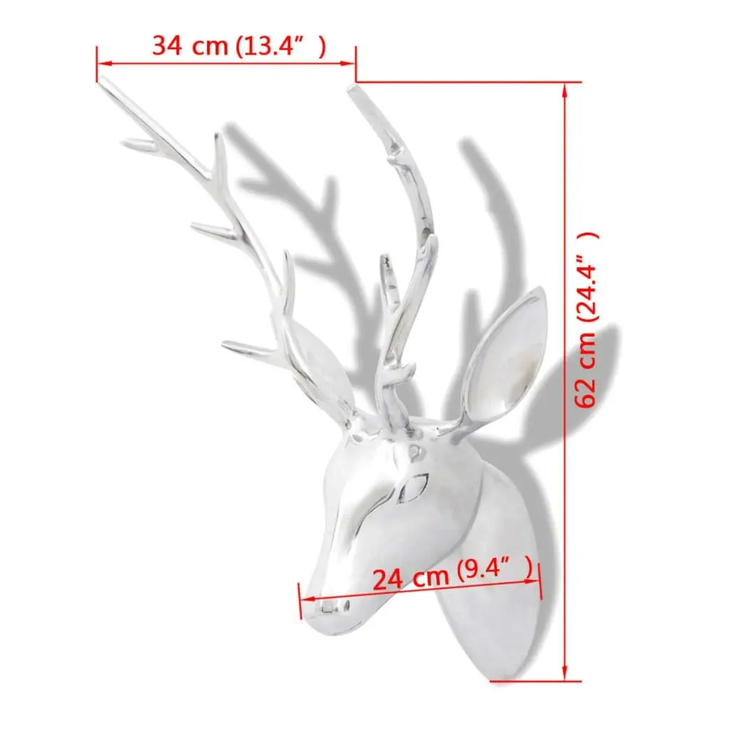 Wall Mounted Aluminium Deer's Head Decoration Silver 62 cm 242342