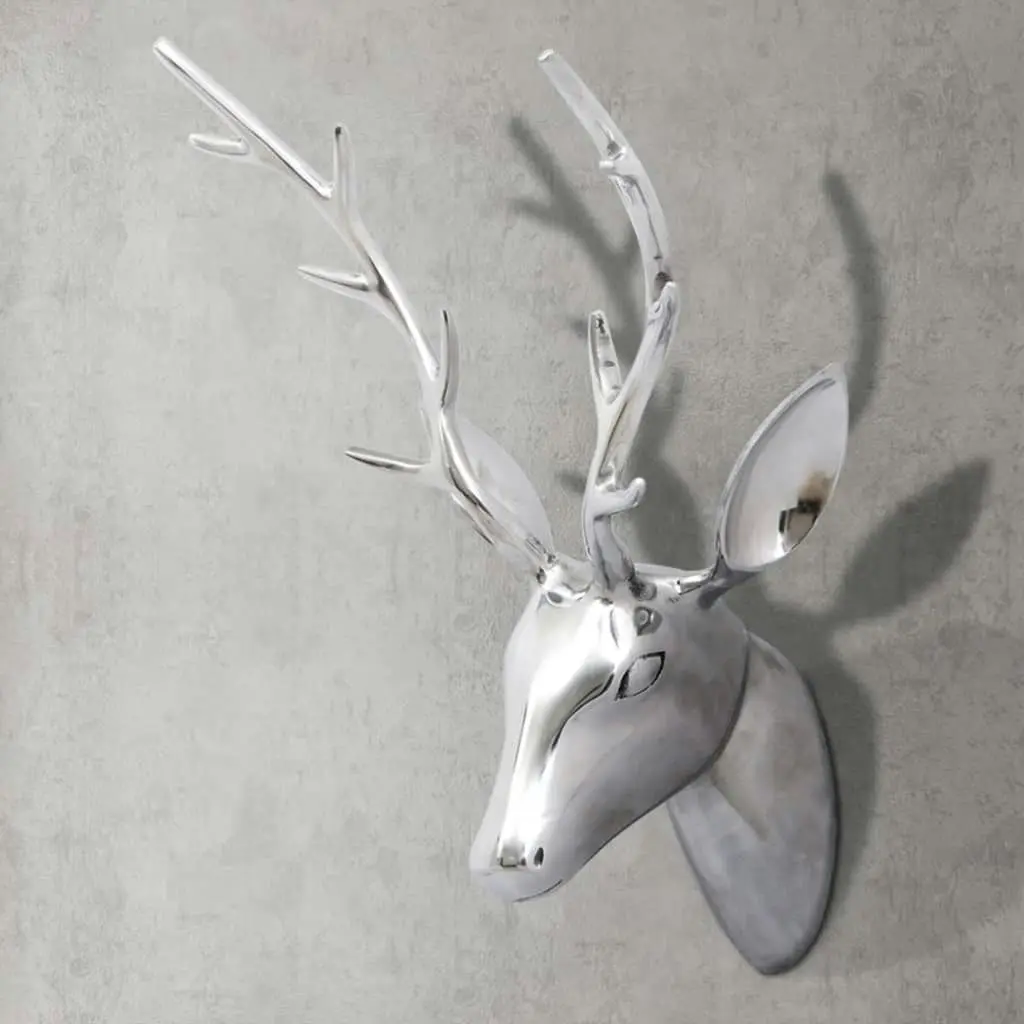 Wall Mounted Aluminium Deer's Head Decoration Silver 62 cm 242342