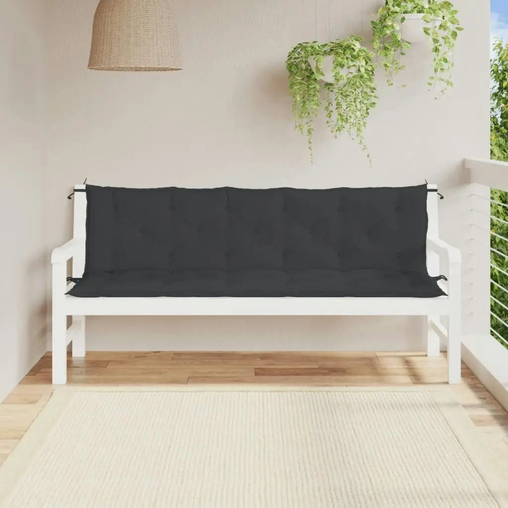 Garden Bench Cushions 2pcs Black 180x50x7cm Oxford Fabric 361723