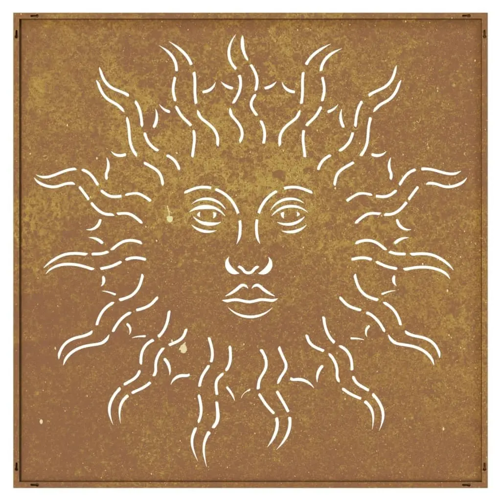 Garden Wall Decoration 55x55 cm Corten Steel Sun Design 824501