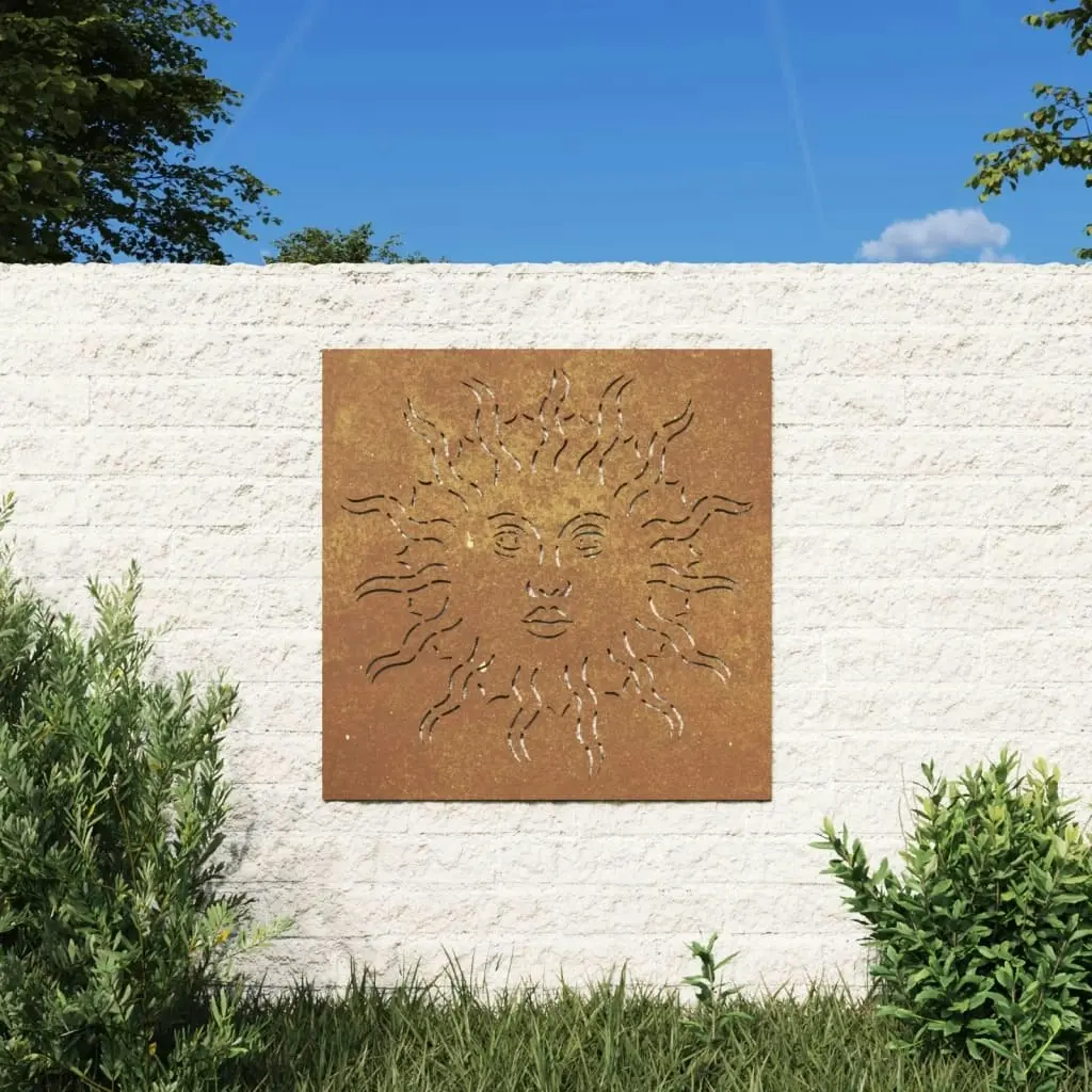 Garden Wall Decoration 55x55 cm Corten Steel Sun Design 824501