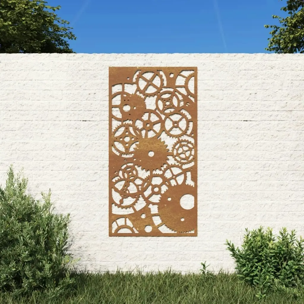 Garden Wall Decoration 105x55 cm Corten Steel Gear Wheel Design 824492