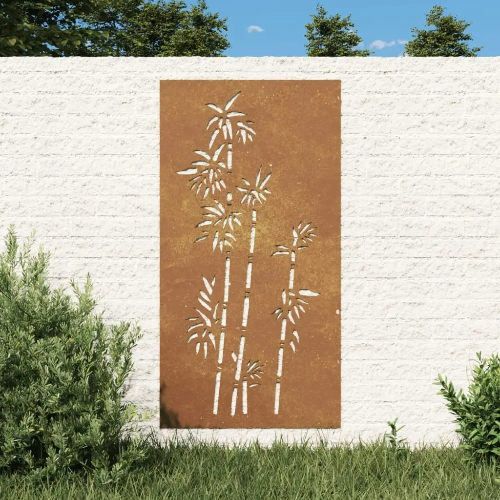 Garden Wall Decoration 105x55 cm Corten Steel Bamboo Design 824484