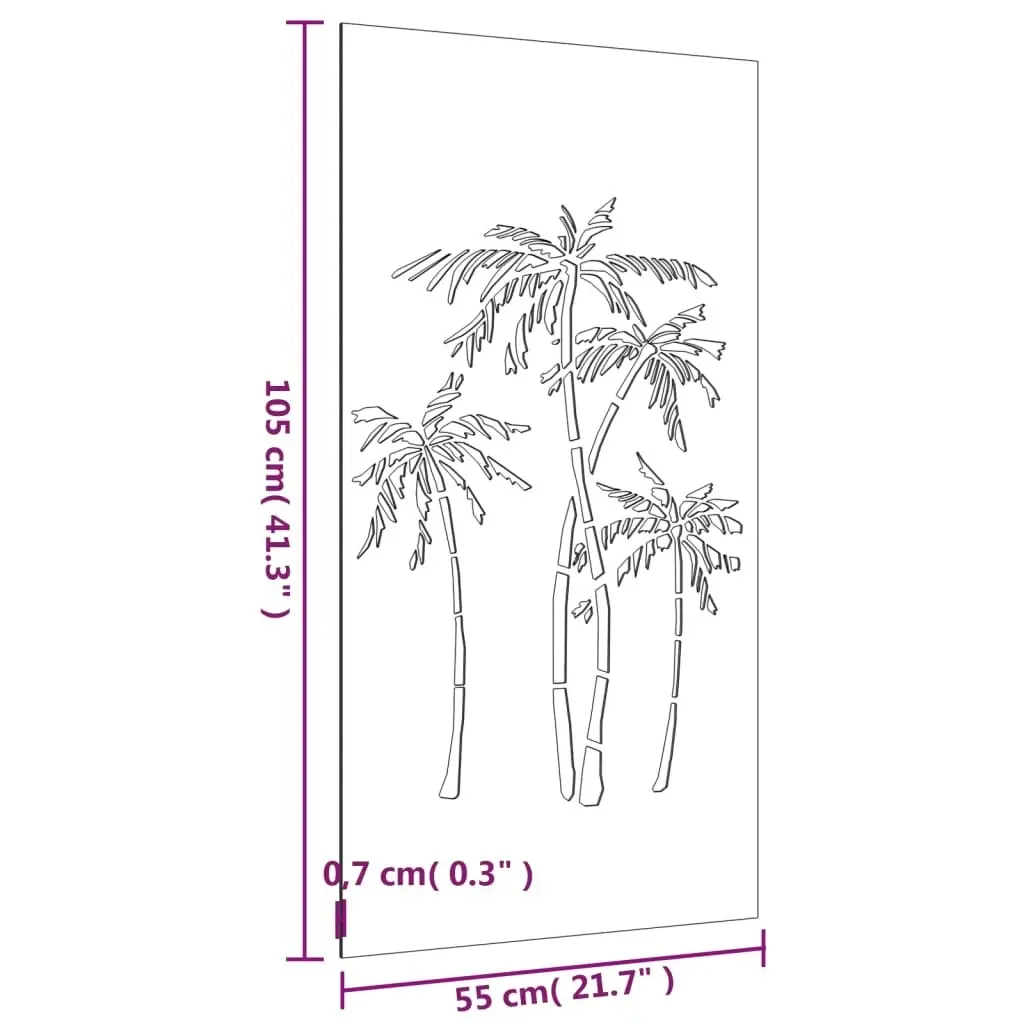 Garden Wall Decoration 105x55 cm Corten Steel Palm Tree Design 824485