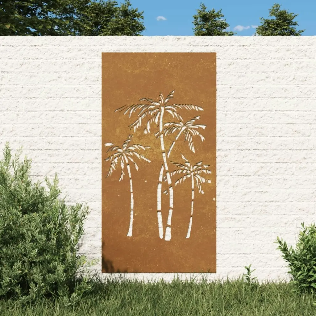 Garden Wall Decoration 105x55 cm Corten Steel Palm Tree Design 824485