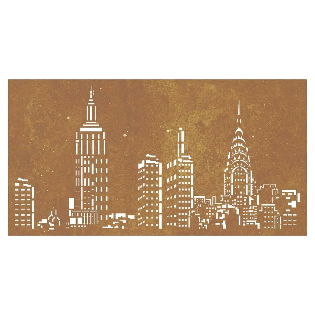 Garden Wall Decoration 105x55 cm Corten Steel Skyline Design 824497