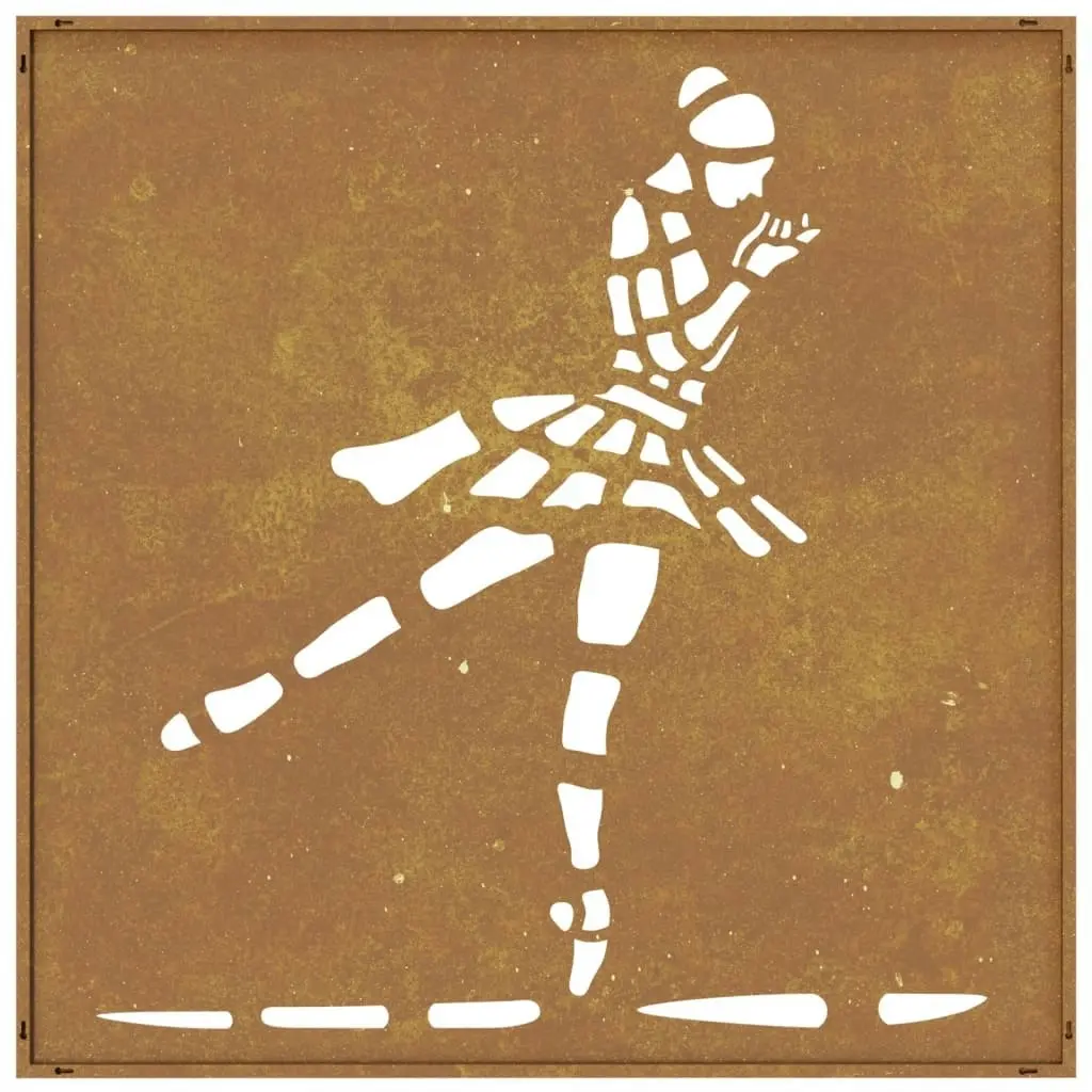 Garden Wall Decoration 55x55 cm Corten Steel Ballet Dancer Design 824503