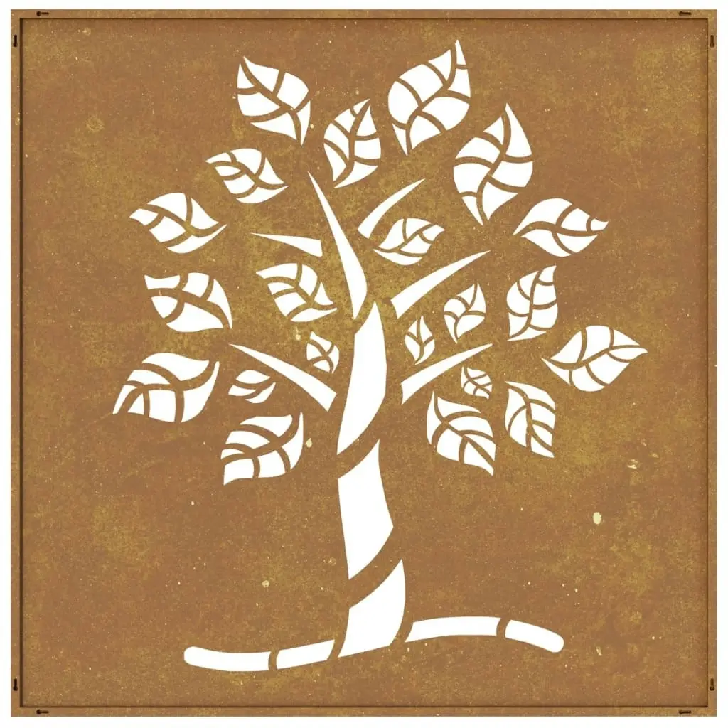 Garden Wall Decoration 55x55 cm Corten Steel Tree Design 824505