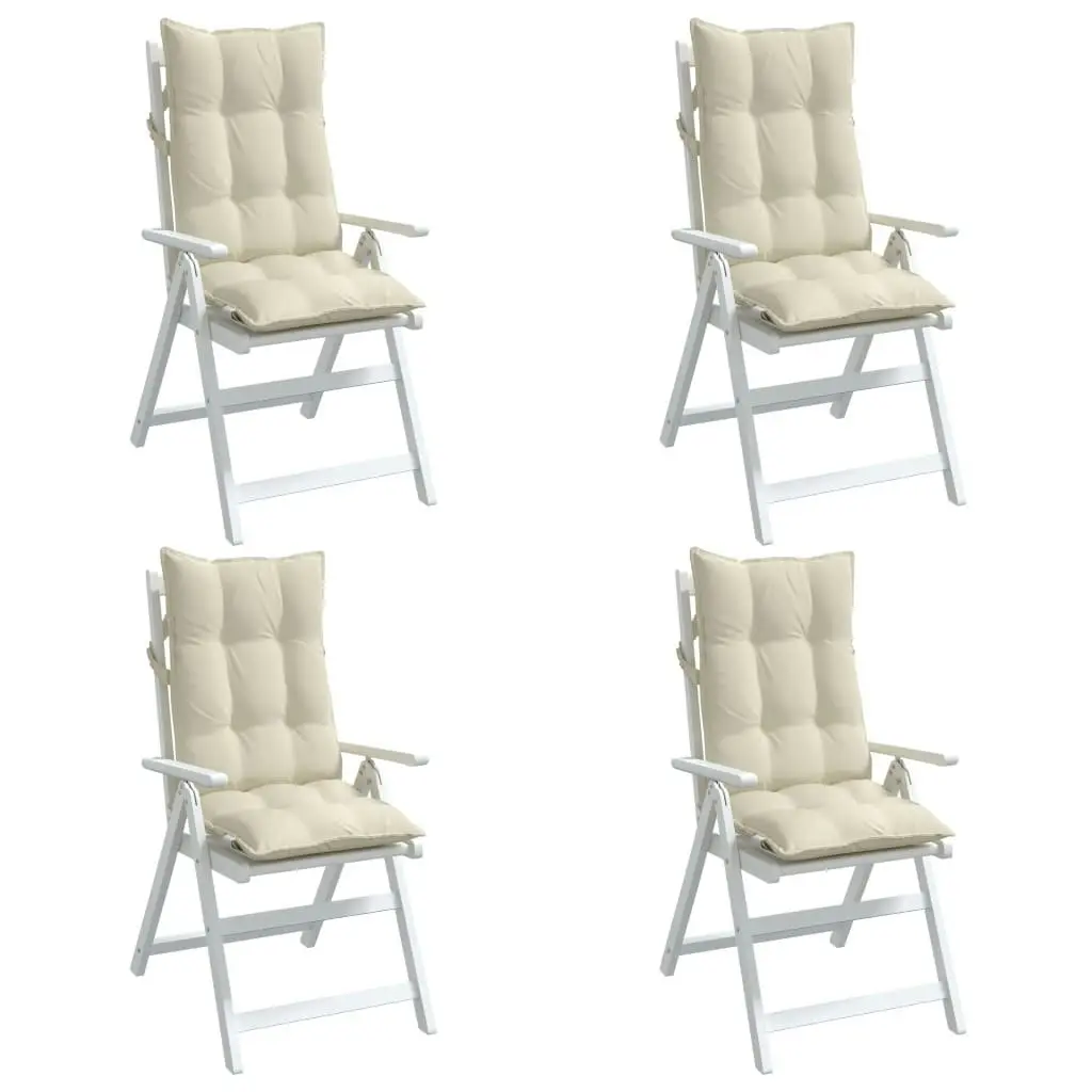 Highback Chair Cushions 4 pcs Cream Oxford Fabric 377609