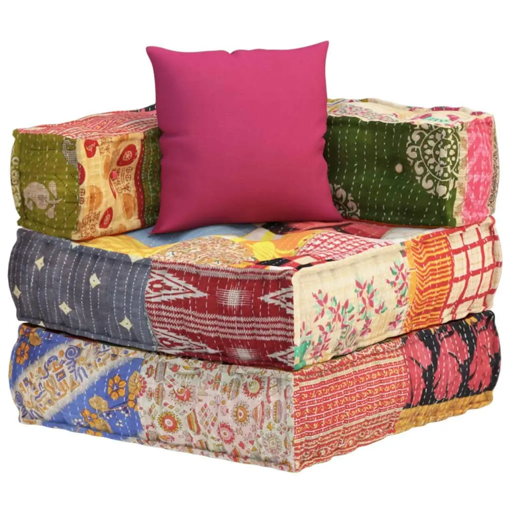 Modular Pouffe with Pillow Patchwork Fabric 350377