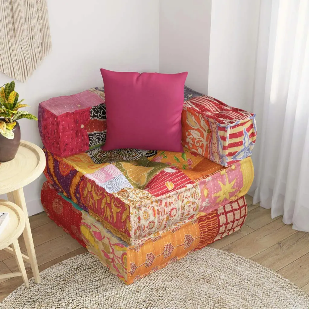 Modular Pouffe with Pillow Patchwork Fabric 350377