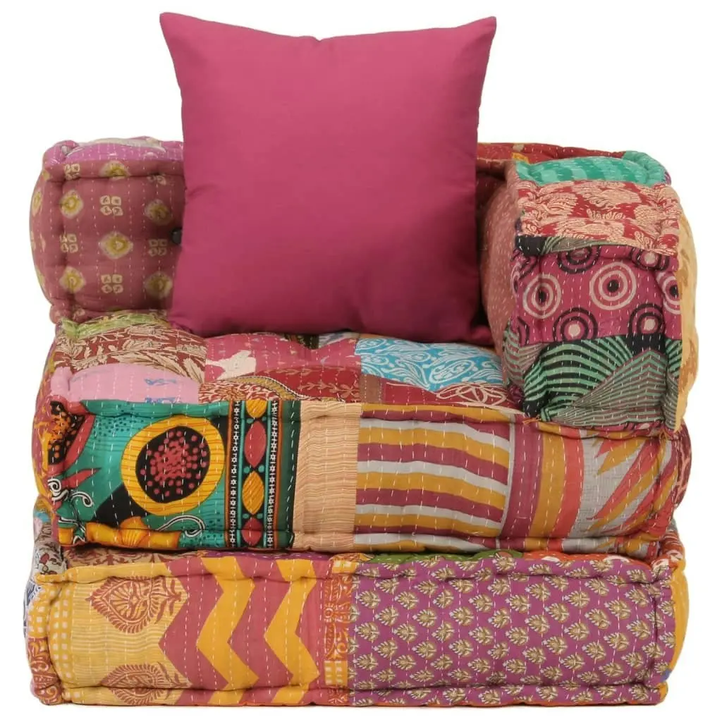 Modular Pouffe with Pillow Patchwork Fabric 350377