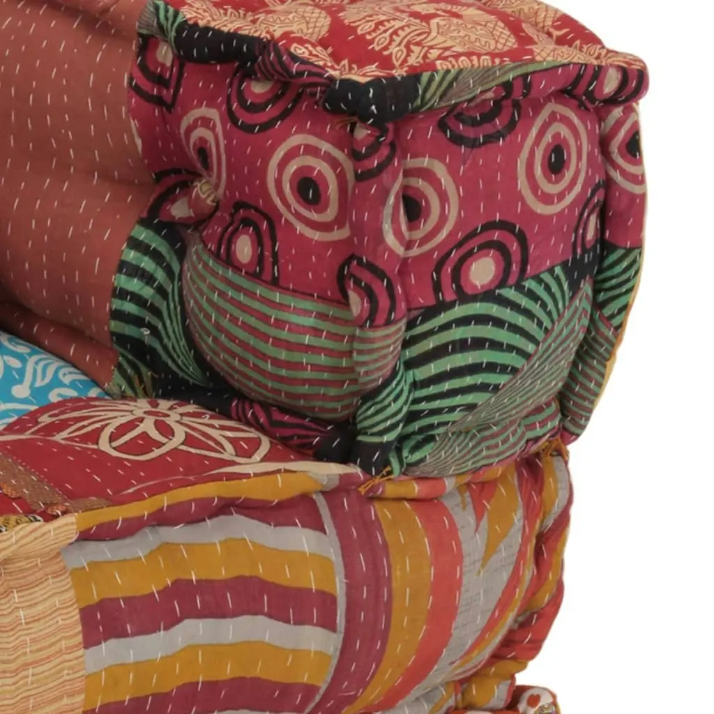 Modular Pouffe with Pillow Patchwork Fabric 350377