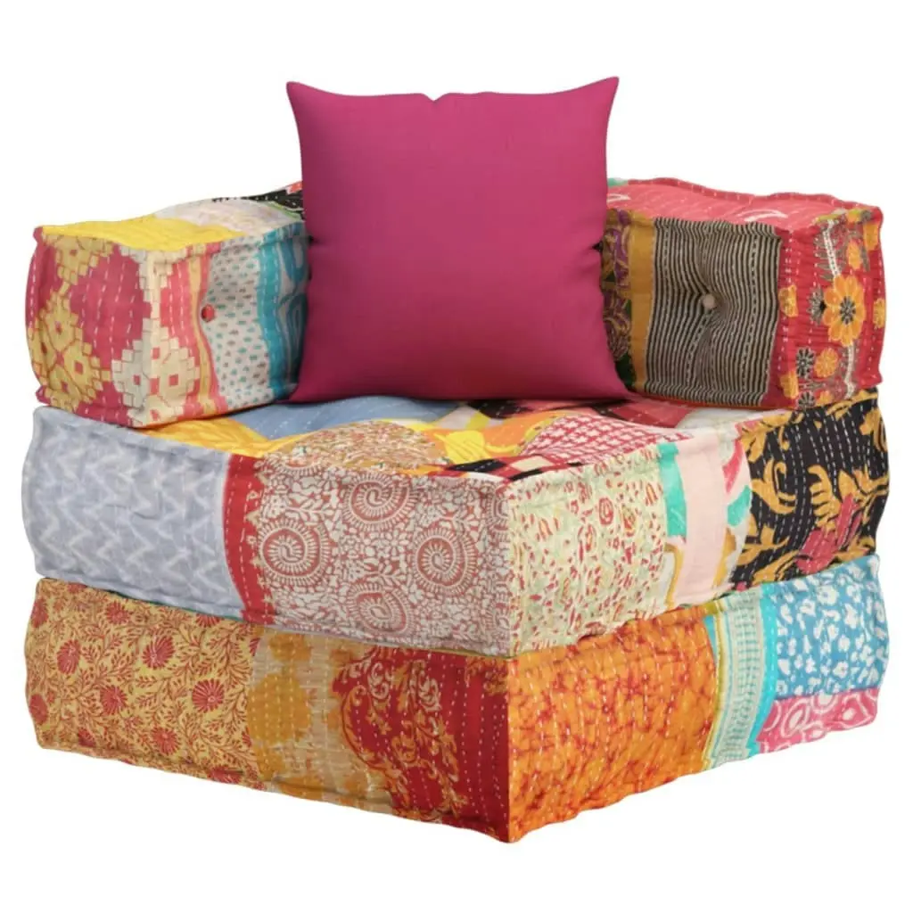 Modular Pouffe with Pillow Patchwork Fabric 350377