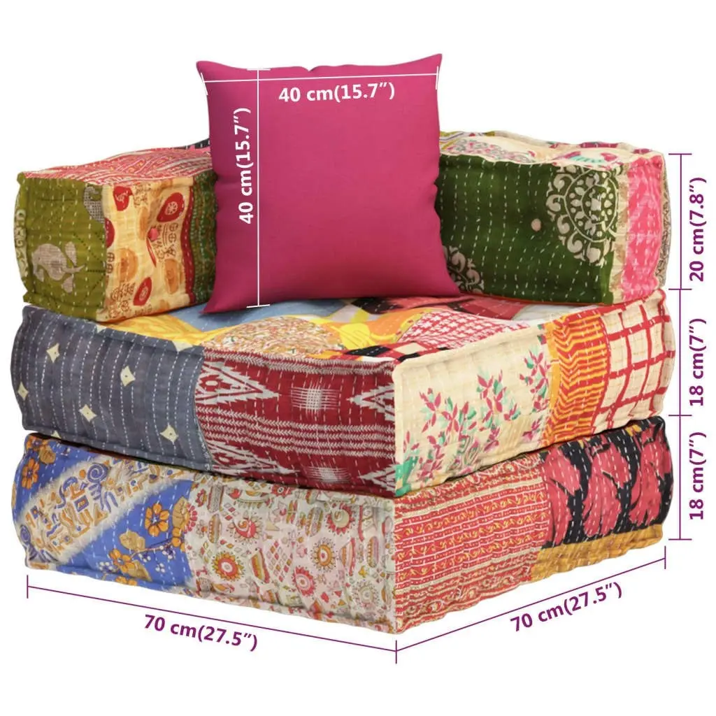 Modular Pouffe with Pillow Patchwork Fabric 350377