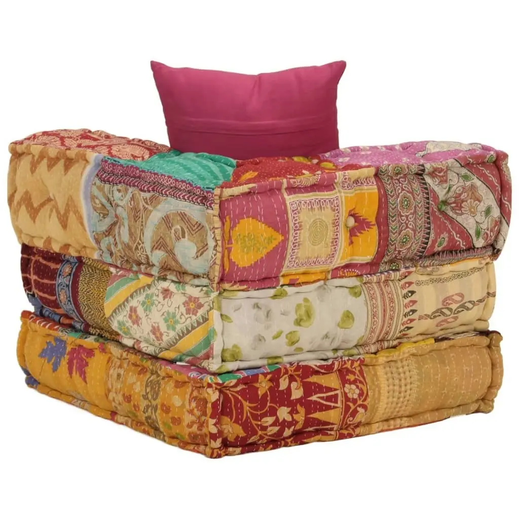 Modular Pouffe with Pillow Patchwork Fabric 350377