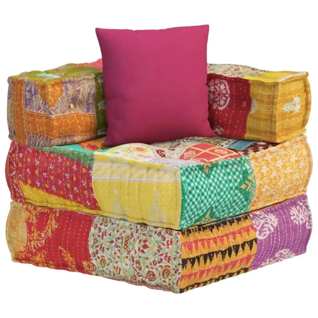 Modular Pouffe with Pillow Patchwork Fabric 350377