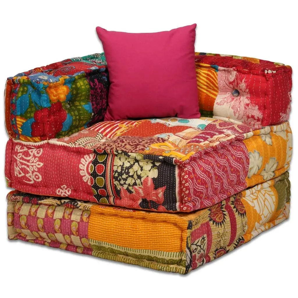 2-Seater Modular Pouffe Patchwork Fabric 244977