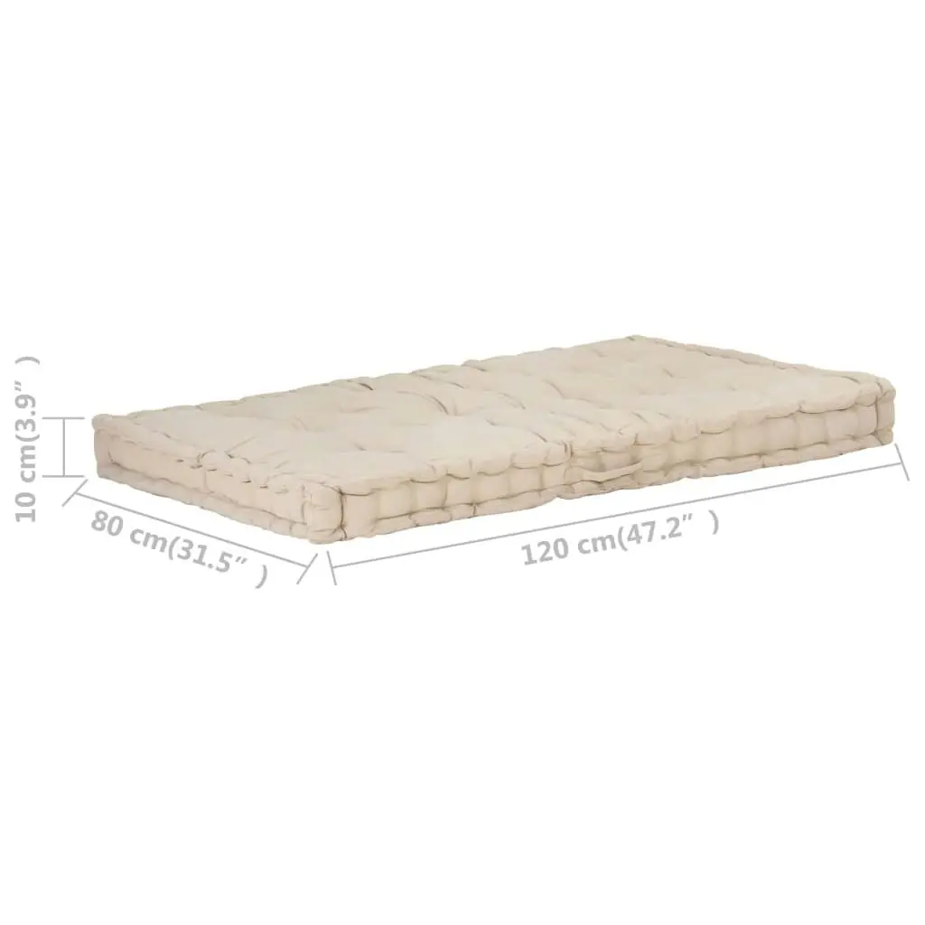 Pallet Floor Cushions 2 pcs Cotton Beige 3053637