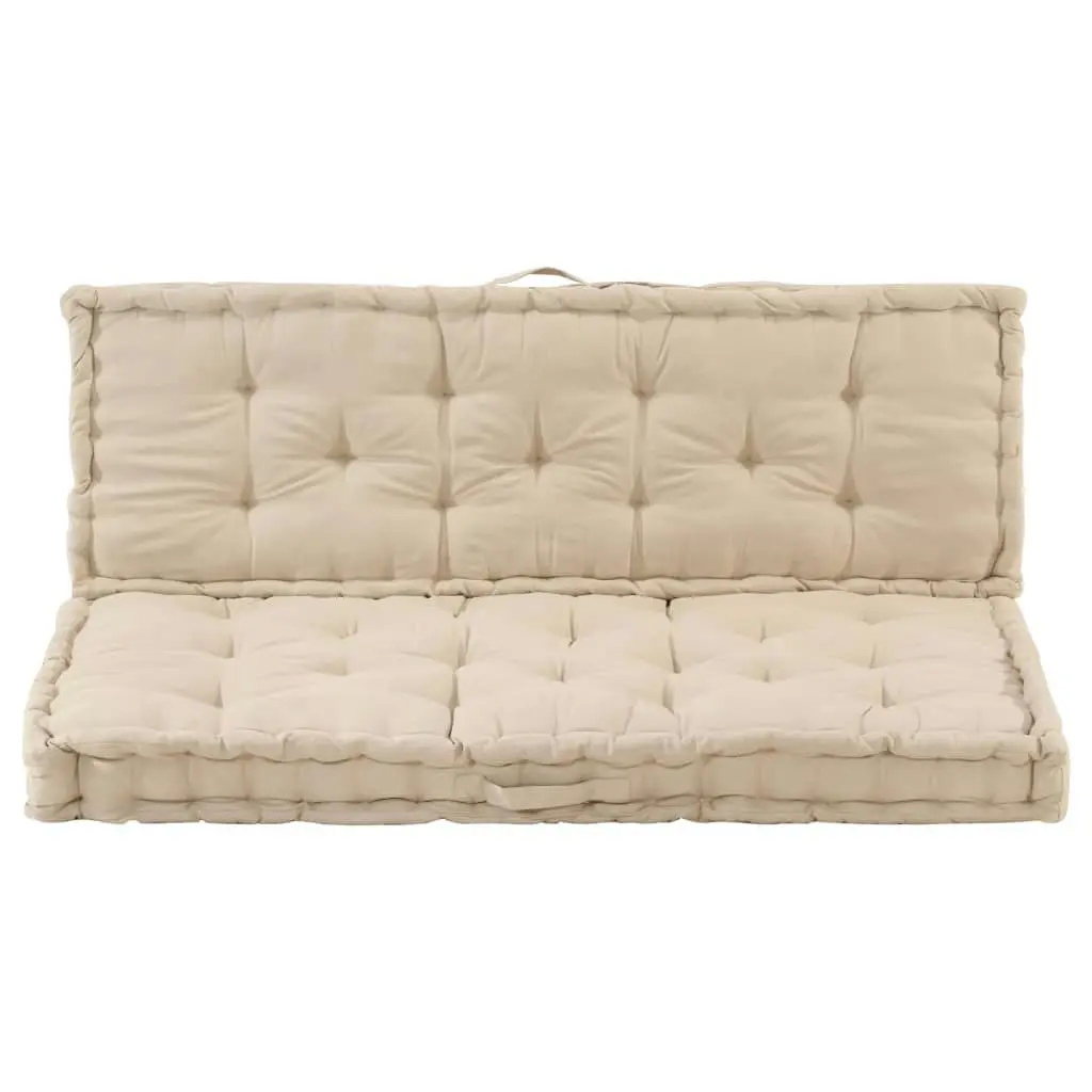 Pallet Floor Cushions 2 pcs Cotton Beige 3053637