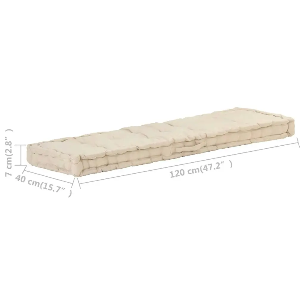 Pallet Floor Cushions 2 pcs Cotton Beige 3053637