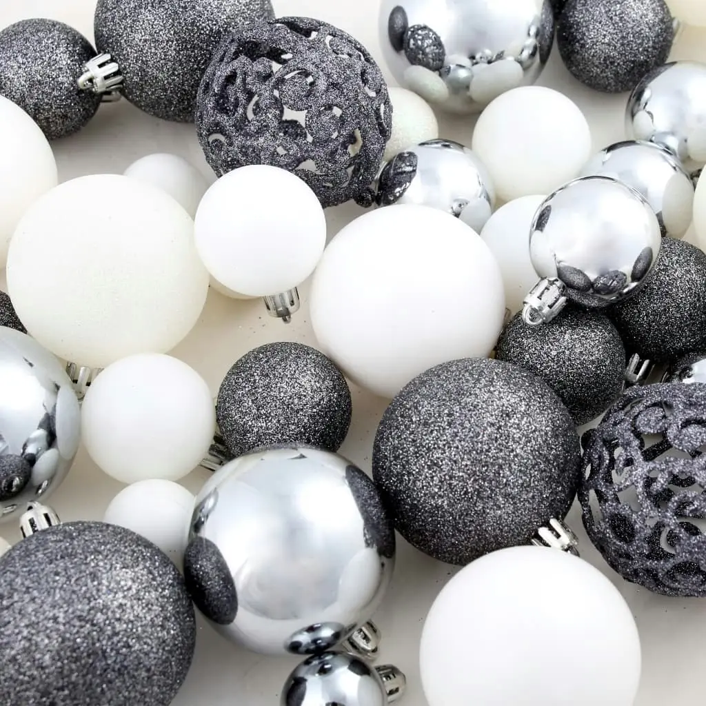 100 Piece Christmas Ball Set 3/4/6 cm White/Grey 245717