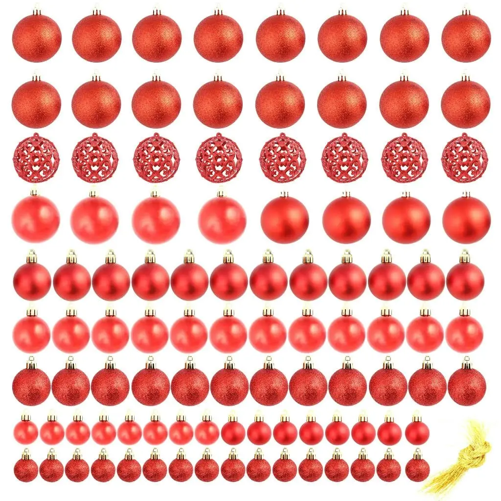 100 Piece Christmas Ball Set 3/4/6 cm Red 245710