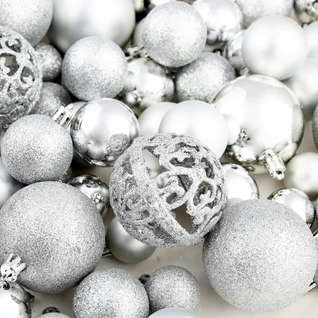 100 Piece Christmas Ball Set 3/4/6 cm Silver 245712