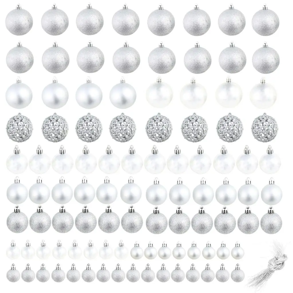 100 Piece Christmas Ball Set 3/4/6 cm Silver 245712