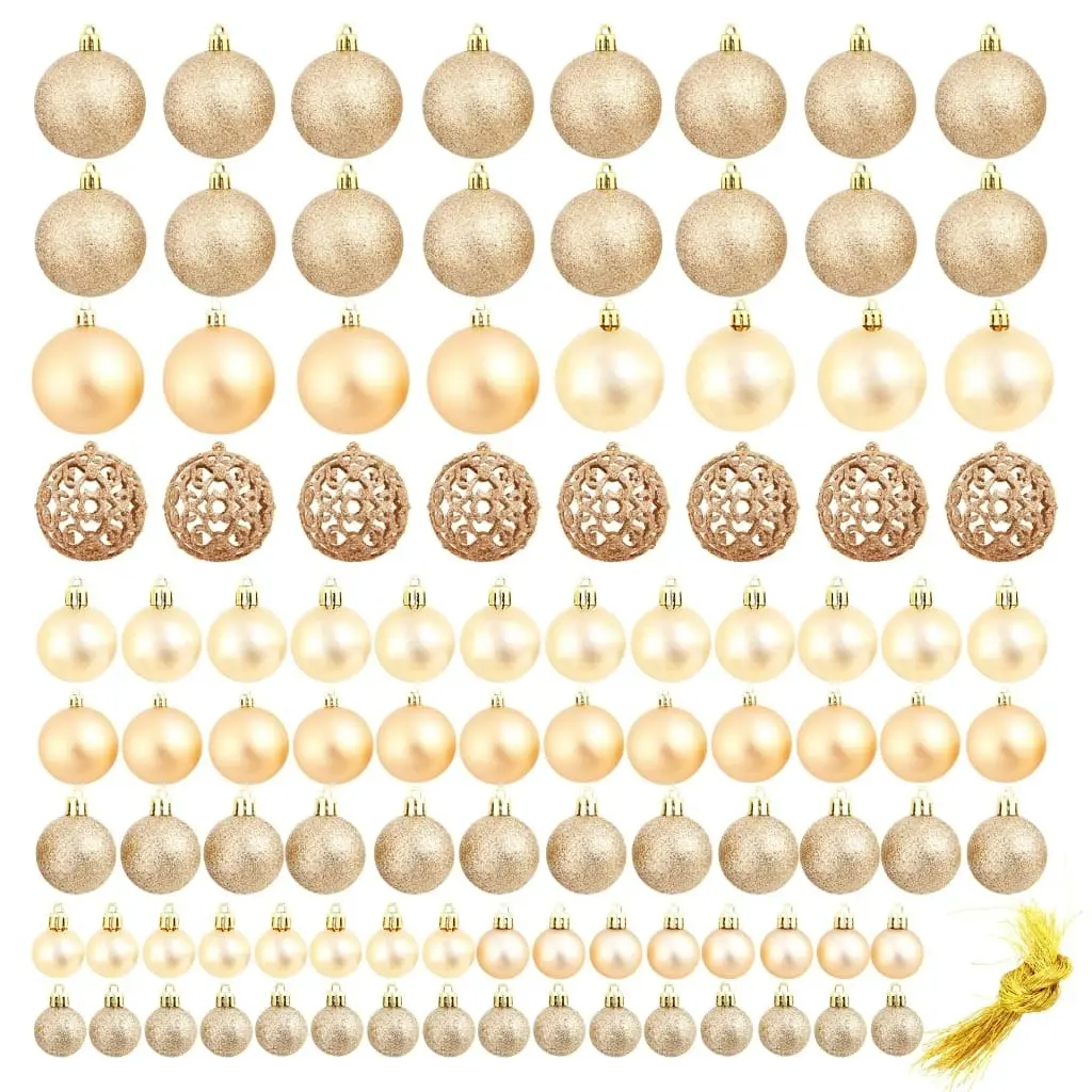 100 Piece Christmas Ball Set 3/4/6 cm Rose/Gold 245716