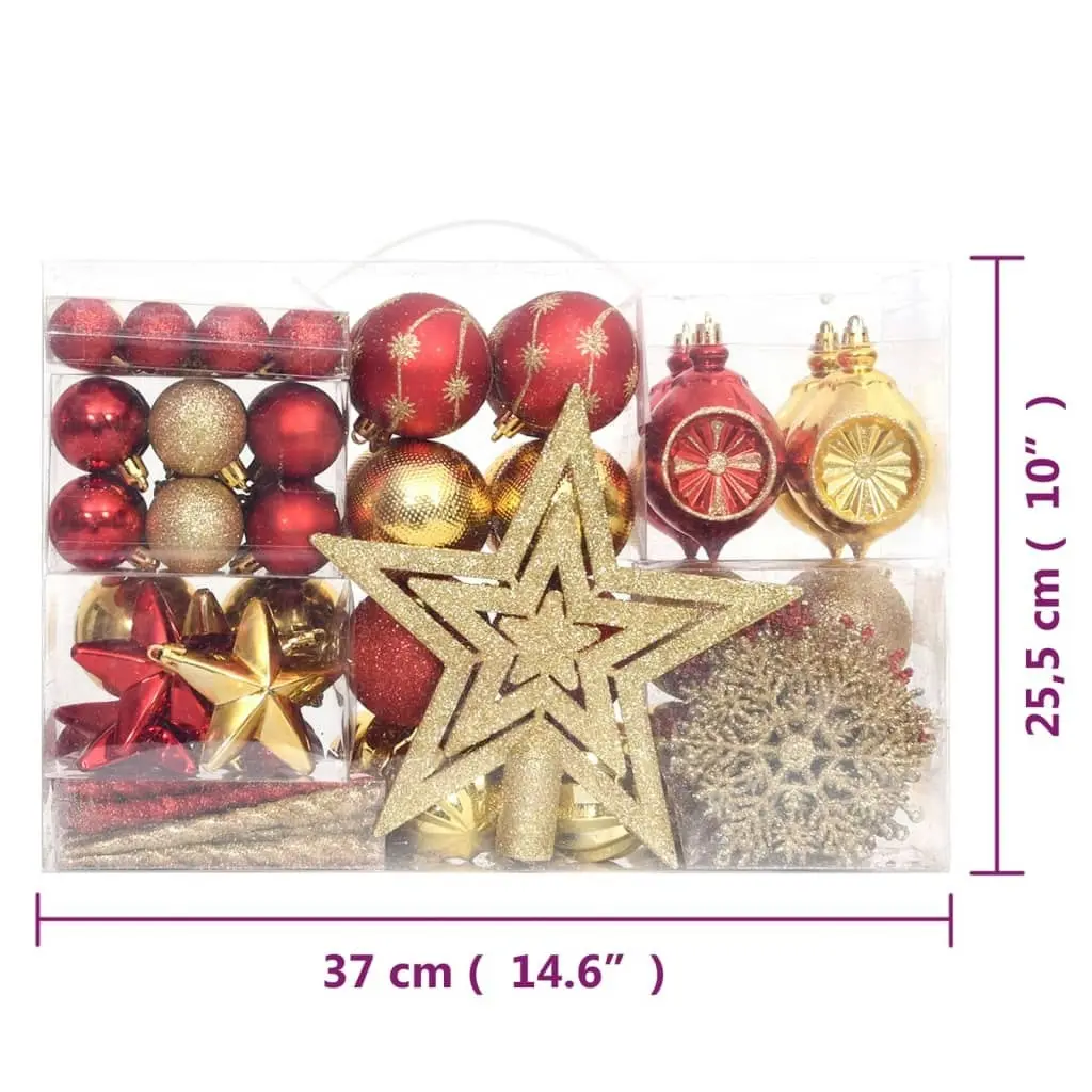 108 Piece Christmas Bauble Set Gold and Red 330091