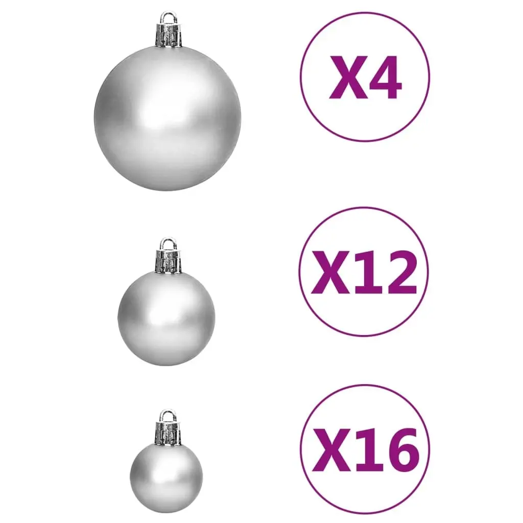 111 Piece Christmas Bauble Set Silver Polystyrene 356111