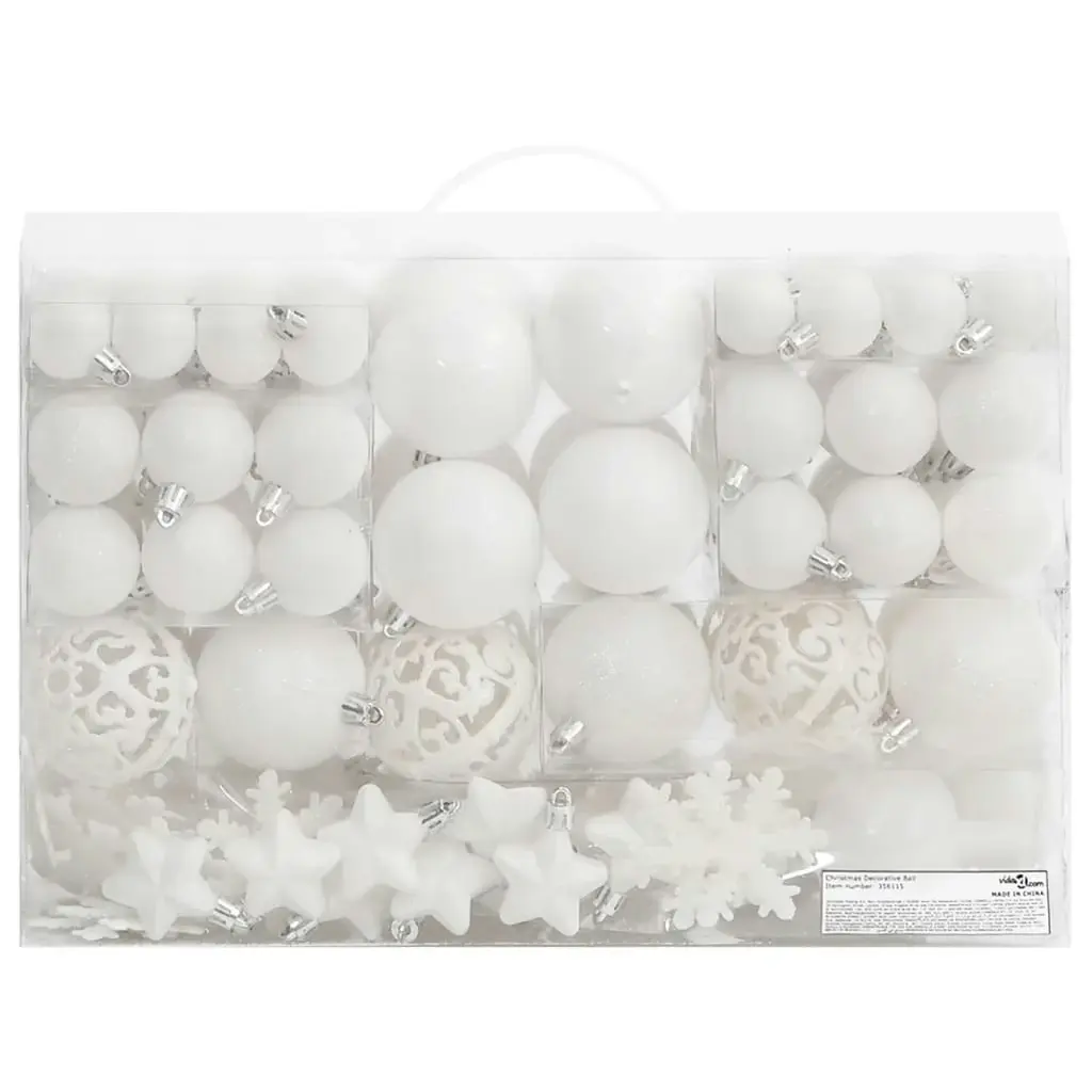 111 Piece Christmas Bauble Set White Polystyrene 356115