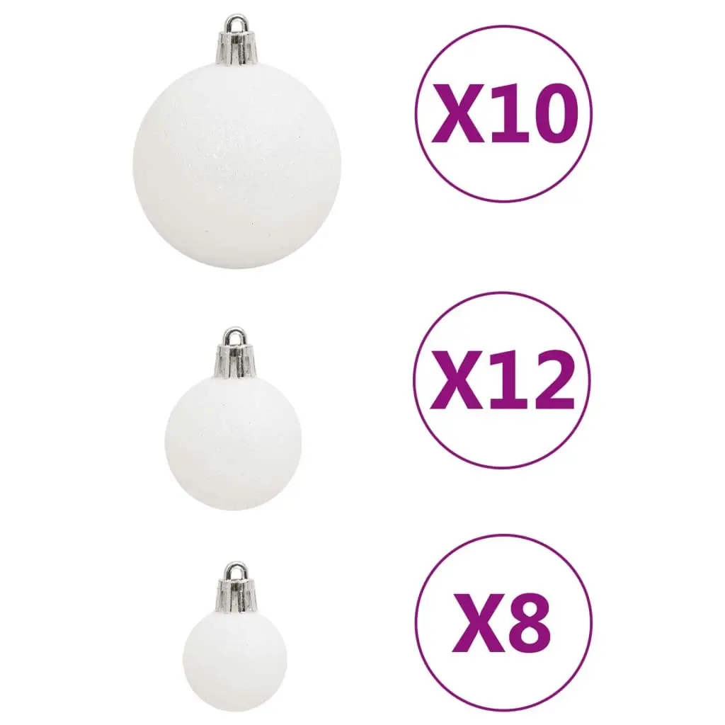 111 Piece Christmas Bauble Set White Polystyrene 356115