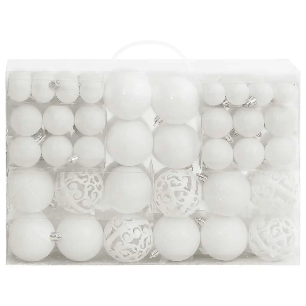 111 Piece Christmas Bauble Set White Polystyrene 356115