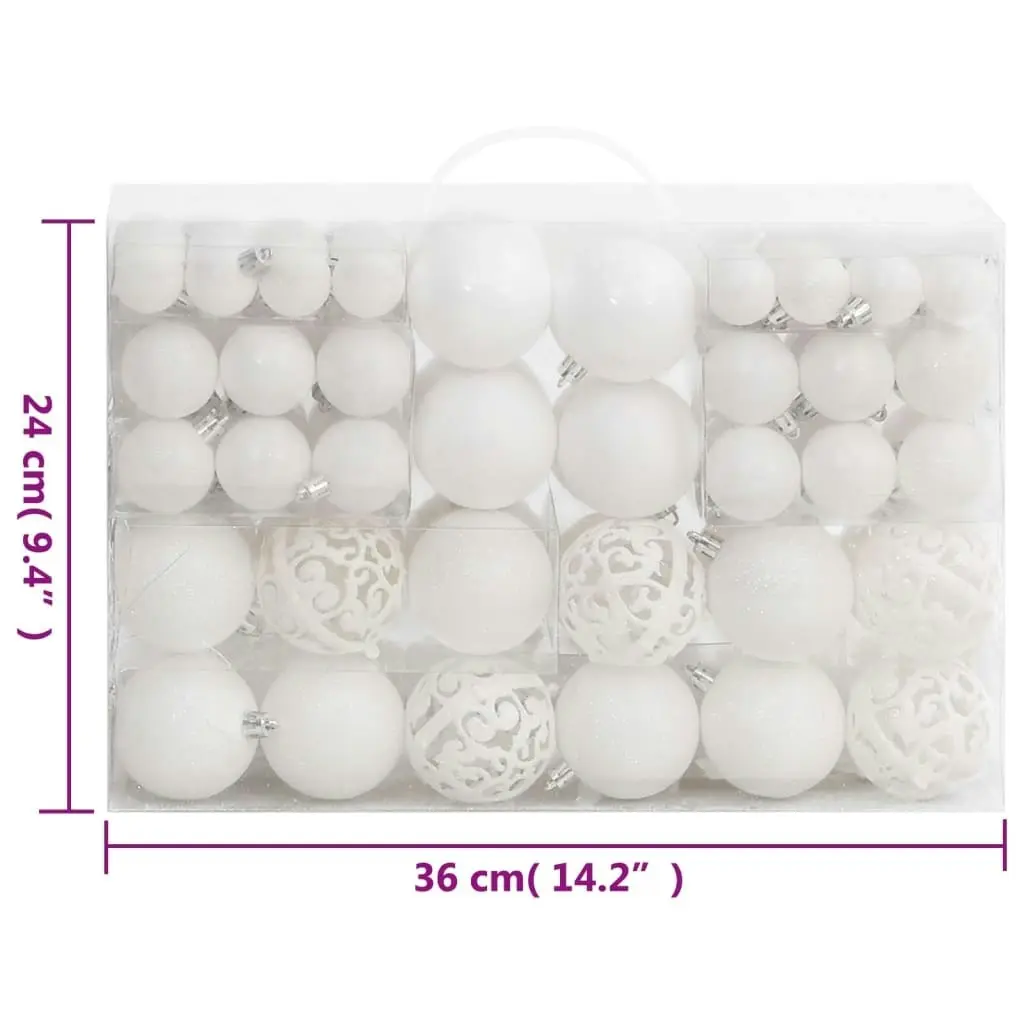 111 Piece Christmas Bauble Set White Polystyrene 356115