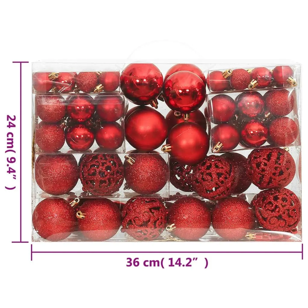 111 Piece Christmas Bauble Set Red Polystyrene 356110