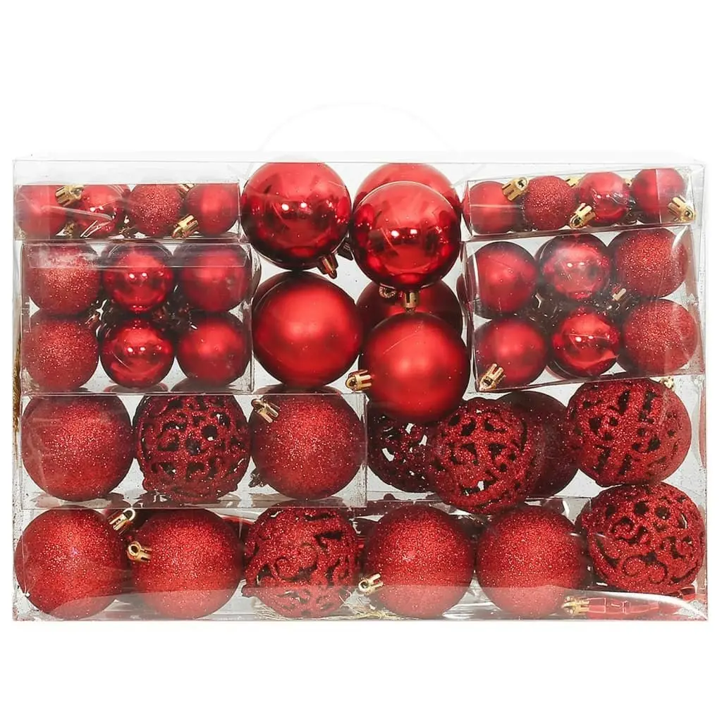 111 Piece Christmas Bauble Set Red Polystyrene 356110