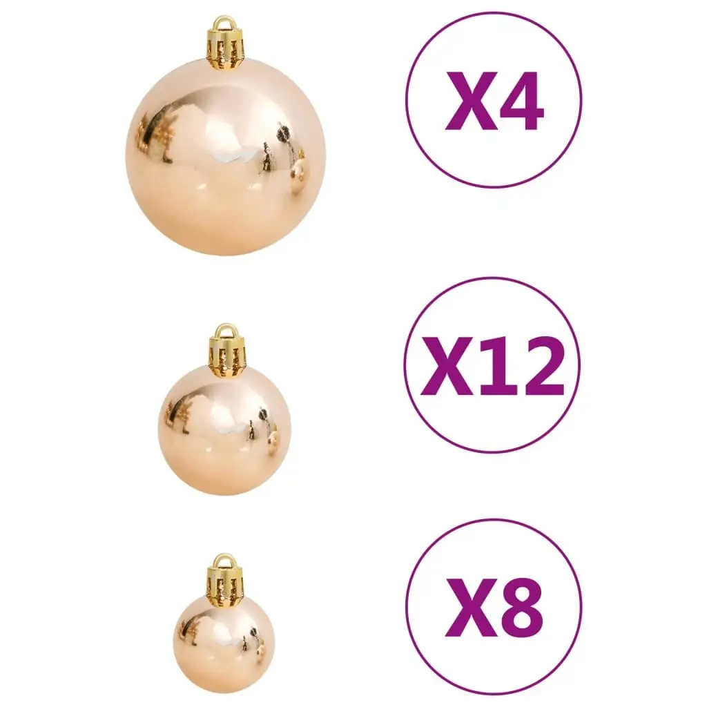 111 Piece Christmas Bauble Set Rose Gold Polystyrene 356112