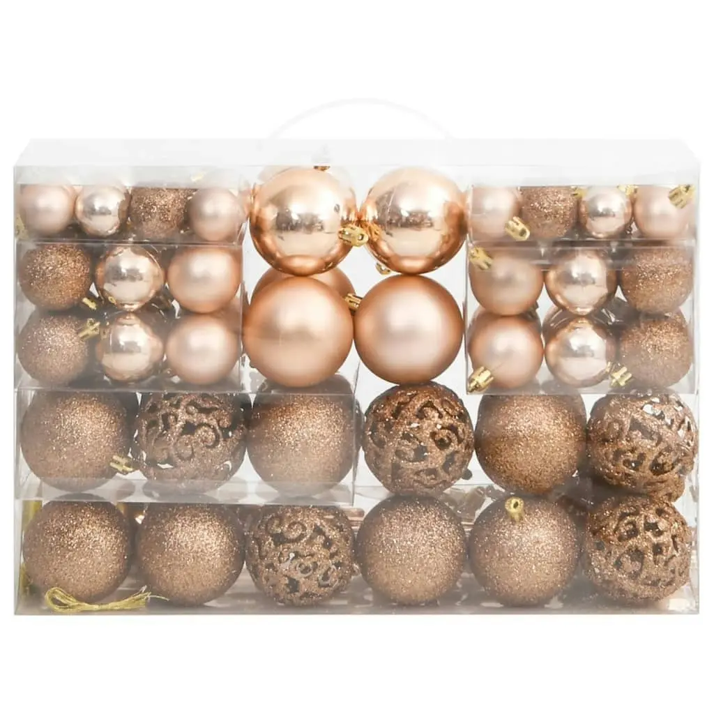 111 Piece Christmas Bauble Set Rose Gold Polystyrene 356112