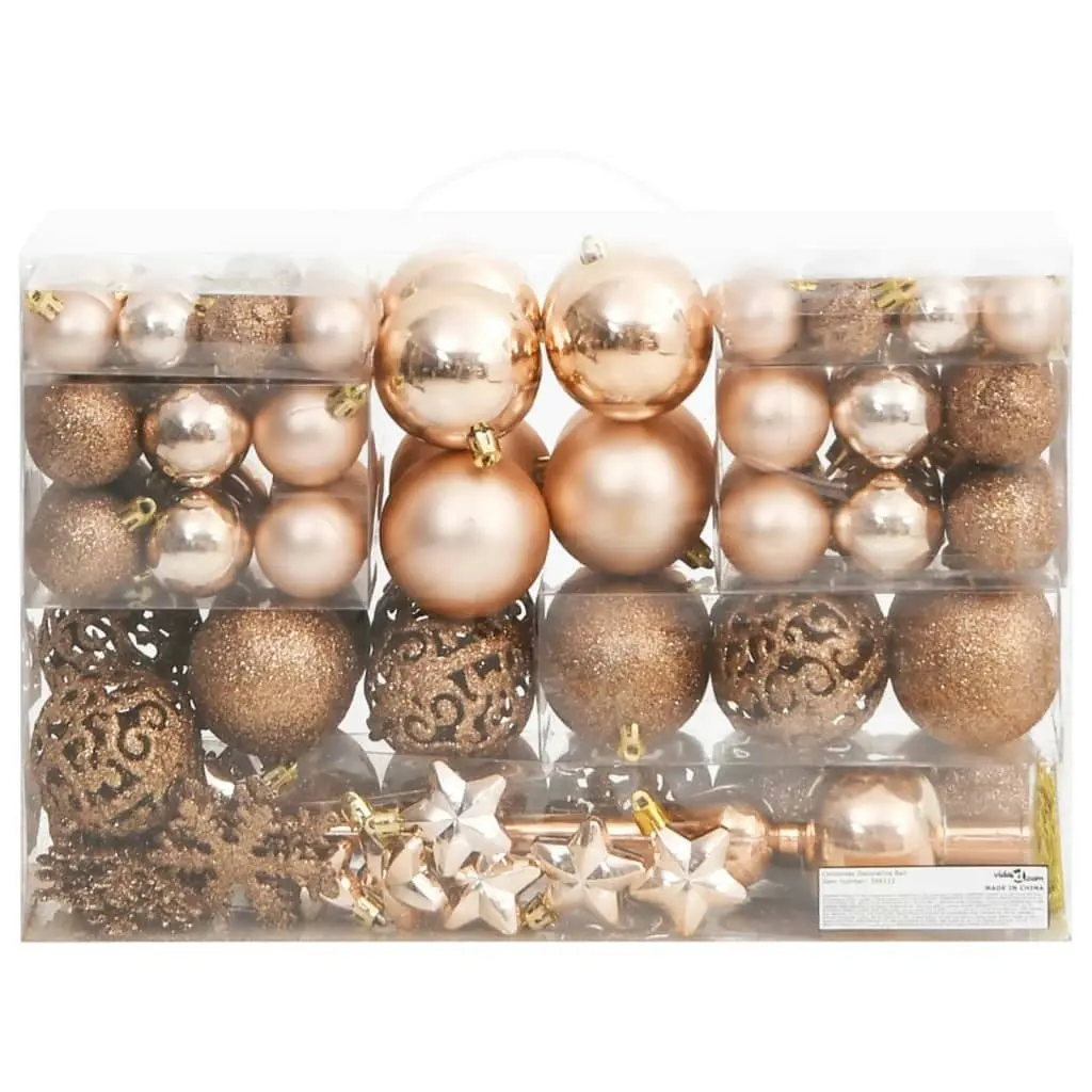 111 Piece Christmas Bauble Set Rose Gold Polystyrene 356112