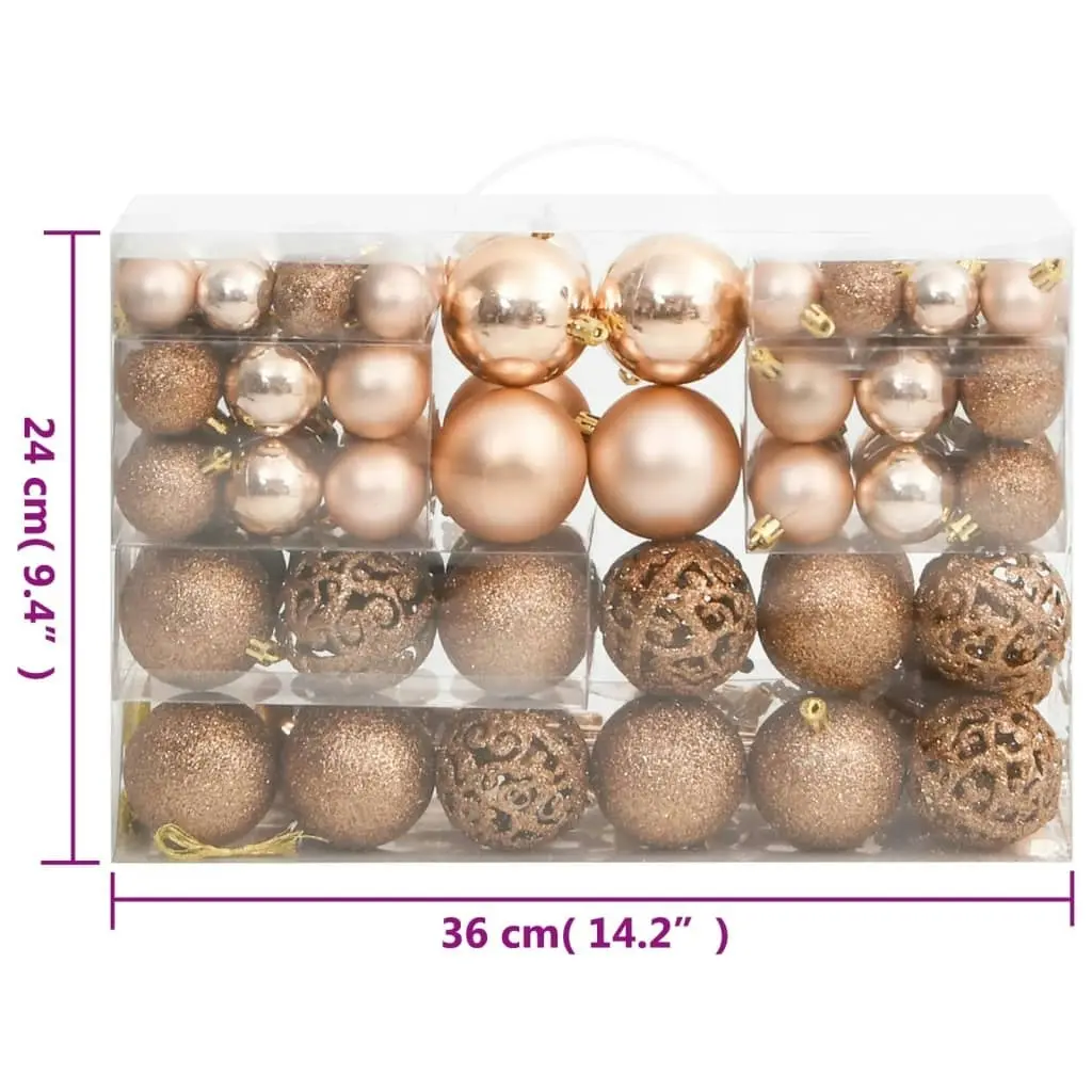 111 Piece Christmas Bauble Set Rose Gold Polystyrene 356112