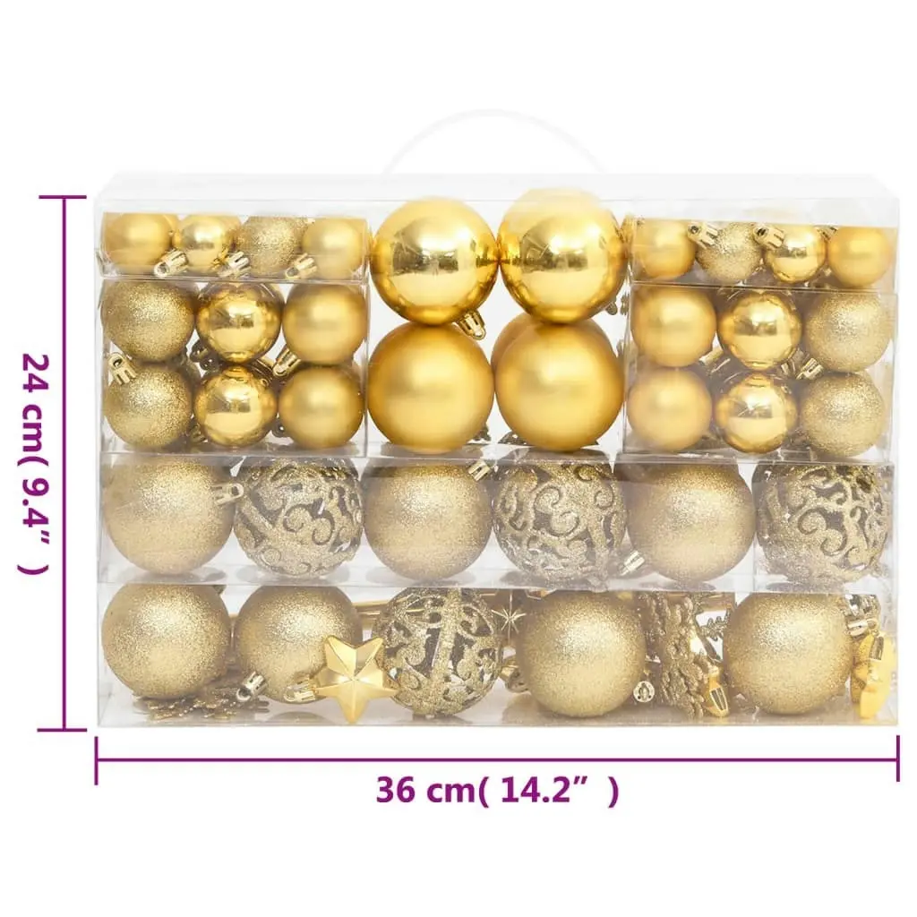 111 Piece Christmas Bauble Set Gold Polystyrene 356109