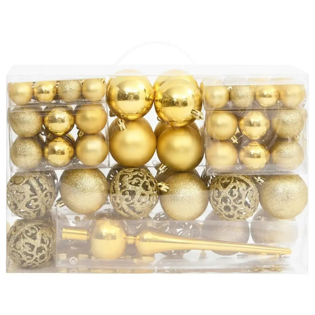 111 Piece Christmas Bauble Set Gold Polystyrene 356109