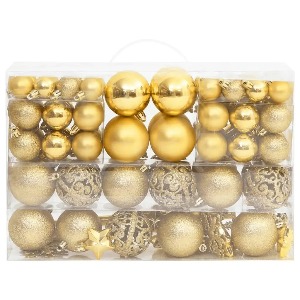 111 Piece Christmas Bauble Set Gold Polystyrene 356109