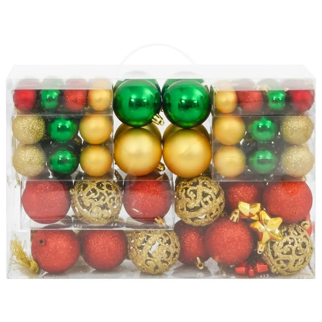 112 Piece Christmas Bauble Set Red / Green / Gold Polystyrene 356114