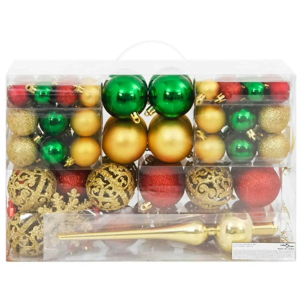 112 Piece Christmas Bauble Set Red / Green / Gold Polystyrene 356114