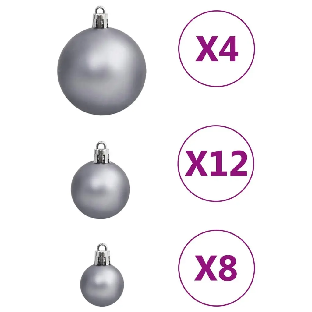 111 Piece Christmas Bauble Set White and Grey Polystyrene 356113